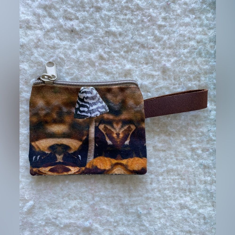 Mushroom Coin Purse with Leather Strap